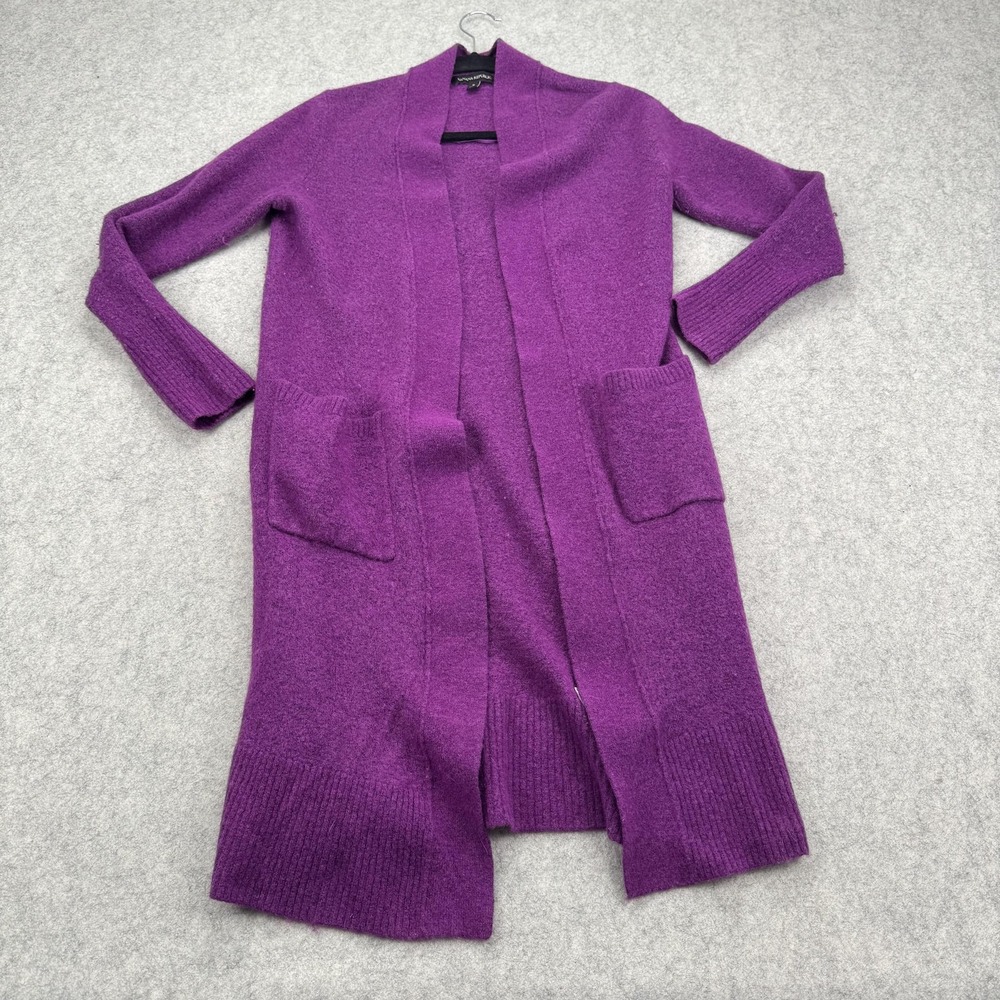 Banana Republic Cardigan Sweater Womens Small Purple Long Open Front Knit Cozy
